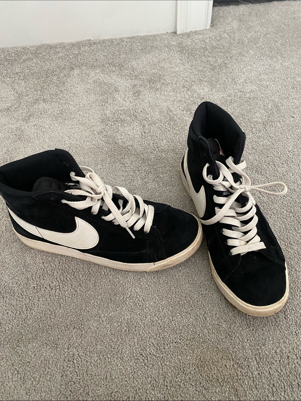 Nike Black High-Top Sneakers with White Swoosh - Blazers